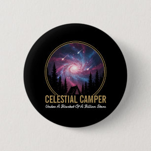 Celestial Camper Galaxy Night Scene 2 Inch Round Button