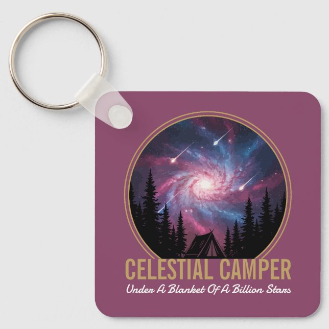 Celestial Camper Galaxy Night Scene Keychain (Front)