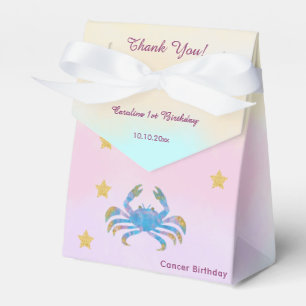 Celestial Cancer Watercolor 1st Birthday Favor Box