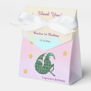 Celestial Capricorn Watercolor   1st Birthday Favor Box