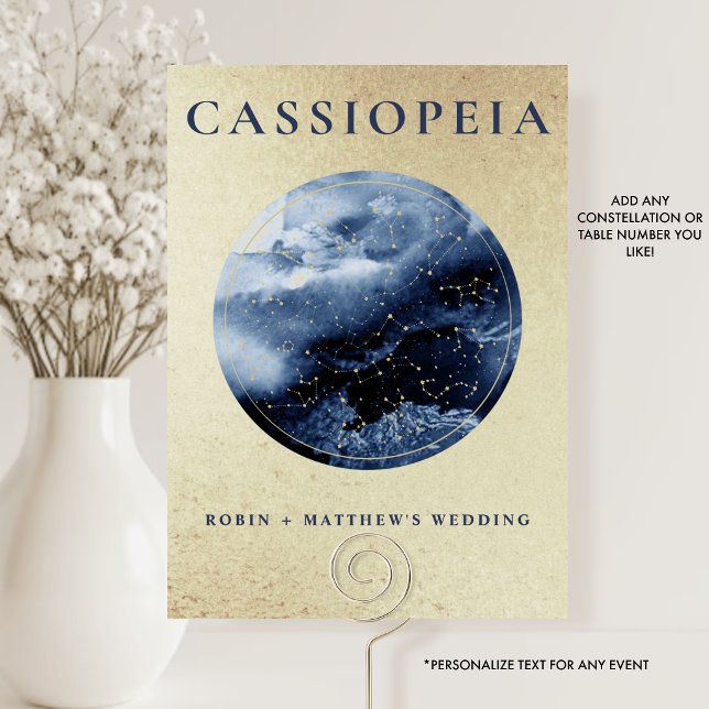 Celestial, Cassiopeia (Or Other) Gold and Blue Table Number (Creator Uploaded)