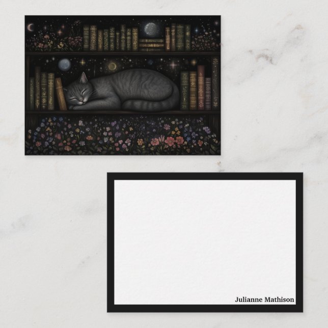 Celestial Cat Bookish Note Cards (Front/Back)