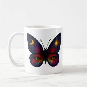 Celestial Cat-Eye Butterfly Colorful Sun Moon Boho Coffee Mug