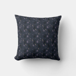 Celestial Cat Witch Pattern – Stars, Moons, Magic Throw Pillow