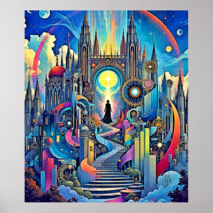 Celestial Cathedral Cityscape Poster