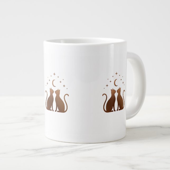 Celestial Cats Crescent Moon Coffee Mug (Front Right)