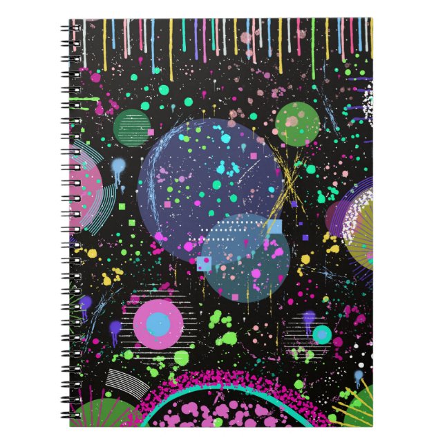 Celestial Celebrations: Maximalist Abstract Art  Notebook (Front)