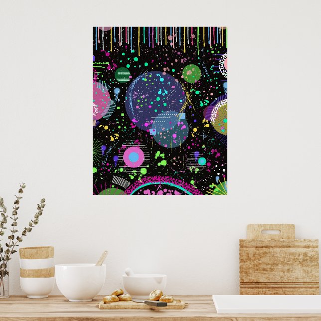 Celestial Celebrations: Maximalist Abstract Art  Poster (Kitchen)
