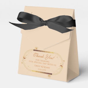 Celestial Champagne Gold Sun Moon Stars Wedding Favor Box