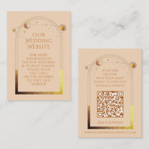 Celestial Champagne Wedding Website RSVP QR Code Enclosure Card