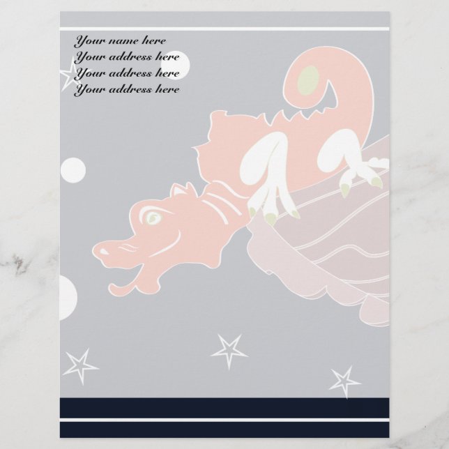 Celestial Chinese Dragon Moonlit Fantasy Art Letterhead (Front)
