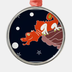 Celestial Chinese Dragon Moonlit Fantasy Art Metal Ornament
