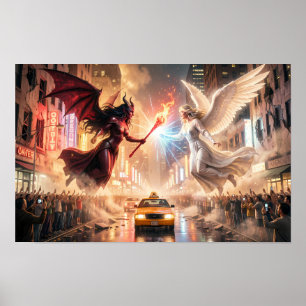 Celestial Clash of Light and Shadow Poster