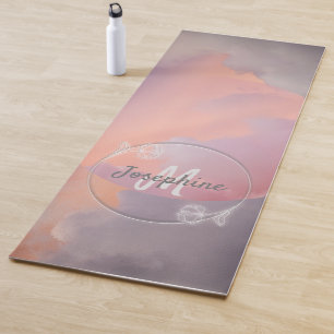 Celestial Cloud Monogram Sunset Elegant Cool Chic Yoga Mat
