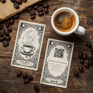 Celestial Coffee Shop   Vintage Celestial Business Card