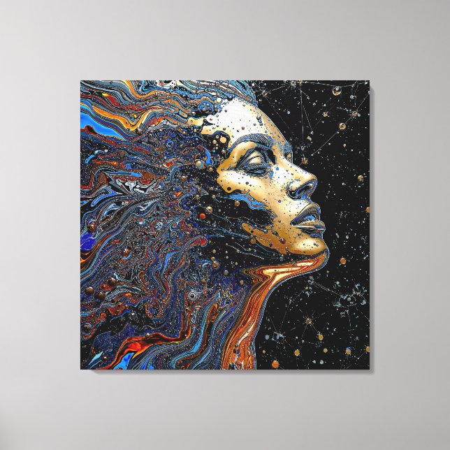 "Celestial Cognition" – A Surreal Portrait Canvas Print (Front)