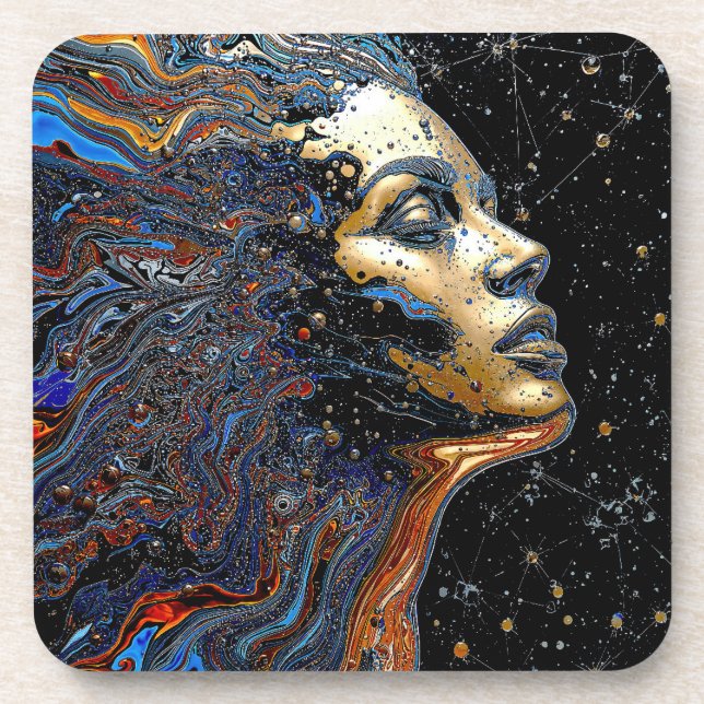 "Celestial Cognition" – A Surreal Portrait Coaster (Front)