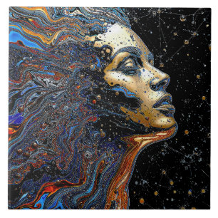 "Celestial Cognition" – A Surreal Portrait Tile