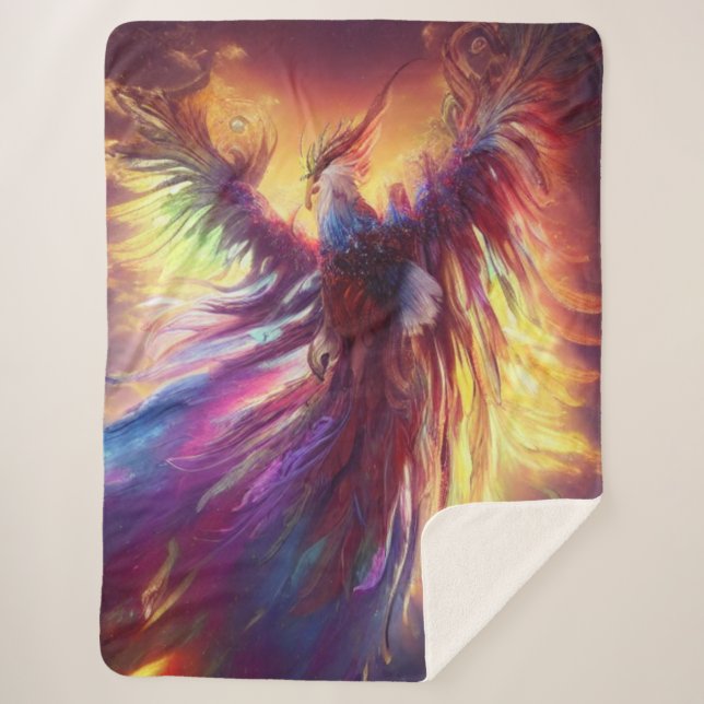 Celestial Colourful Phoenix Sherpa Blanket (Front)