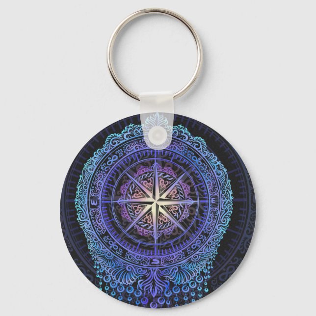 Celestial Compass Mandala Keychain (Front)