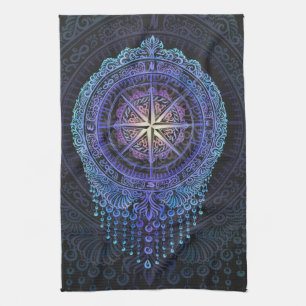 Celestial Compass Mandala Kitchen Towel