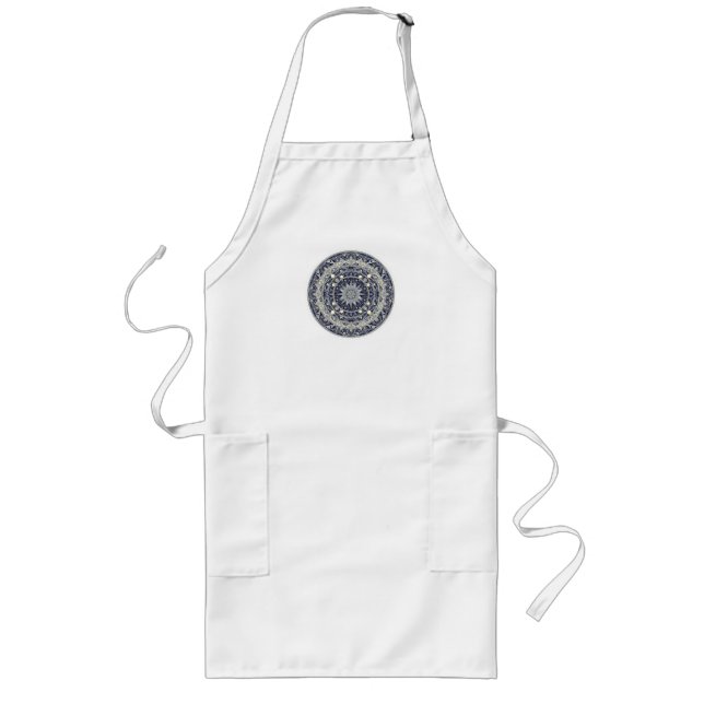 Celestial Compass Mandala Star Pattern Art Long Apron (Front)