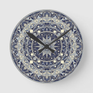 Celestial Compass Mandala Star Pattern Art Round Clock