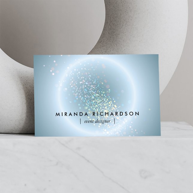 Celestial Confetti Glow Blue Business Card (Creator Uploaded)