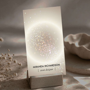 Celestial Confetti Glow Gold Vertical Business Card