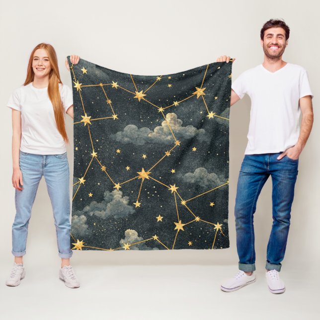 Celestial Constellation Star Pattern (1) Fleece Blanket (In Situ)