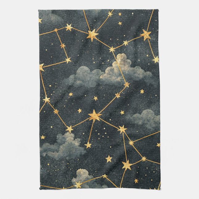Celestial Constellation Star Pattern (1) Kitchen Towel (Vertical)