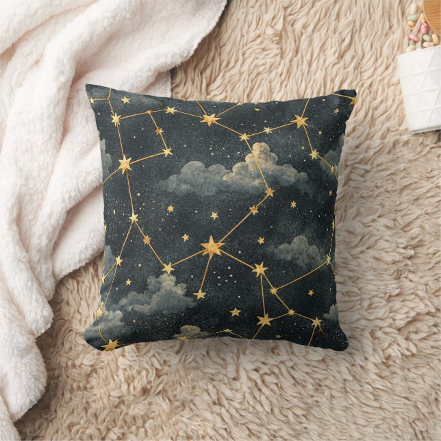 Celestial Constellation Star Pattern (1) Throw Pillow (Blanket)
