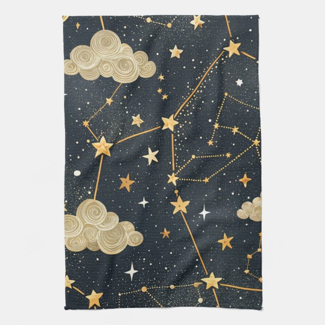 Celestial Constellation Star Pattern (2) Kitchen Towel (Vertical)