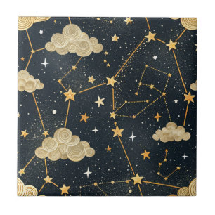 Celestial Constellation Star Pattern (2) Tile