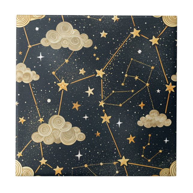 Celestial Constellation Star Pattern (2) Tile (Front)