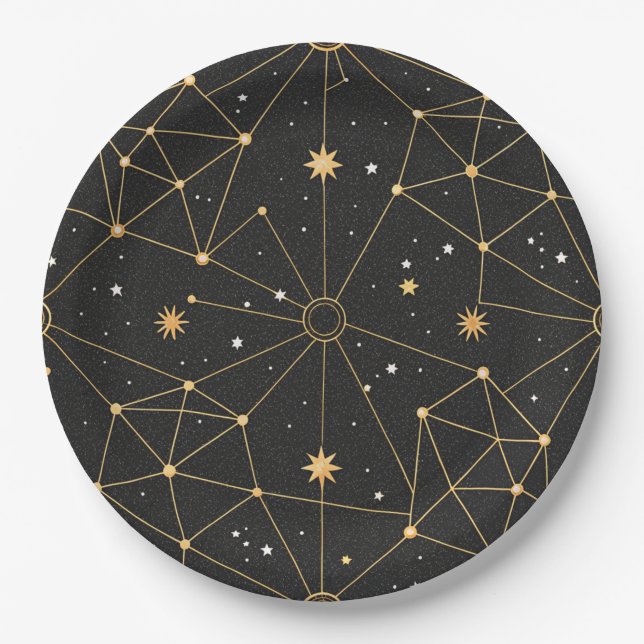 Celestial Constellation Star Pattern (3) Paper Plate (Front)