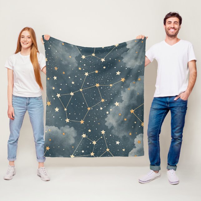 Celestial Constellation Star Pattern (4) Fleece Blanket (In Situ)