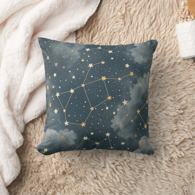 Celestial Constellation Star Pattern (4) Throw Pillow (Blanket)