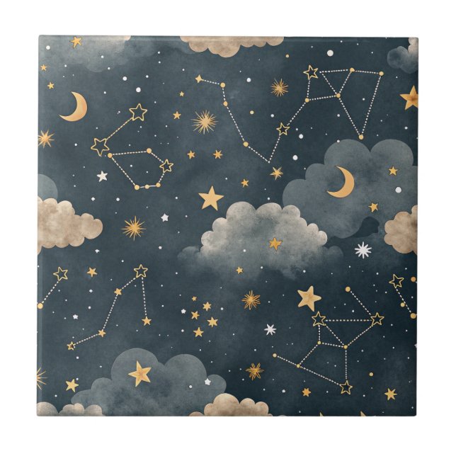 Celestial Constellation Star Pattern (7) Tile (Front)