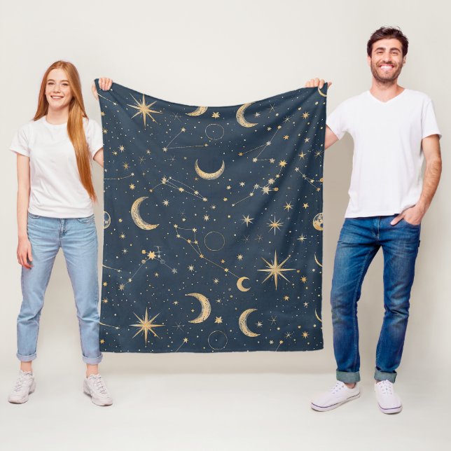 Celestial Constellation - Starry Night (1) Fleece Blanket (In Situ)
