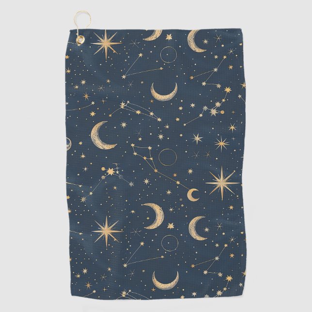 Celestial Constellation - Starry Night (1) Golf Towel (Front)