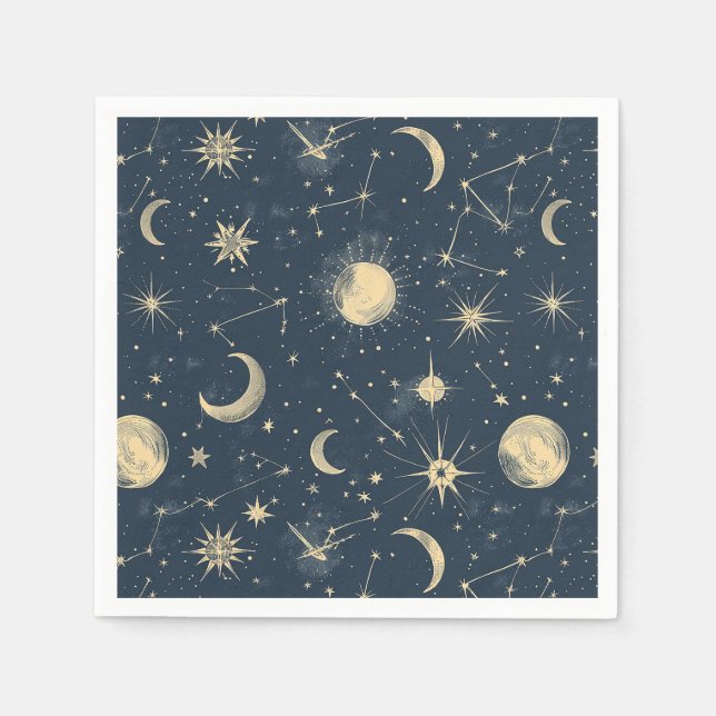 Celestial Constellation - Starry Night (3) Napkin (Front)