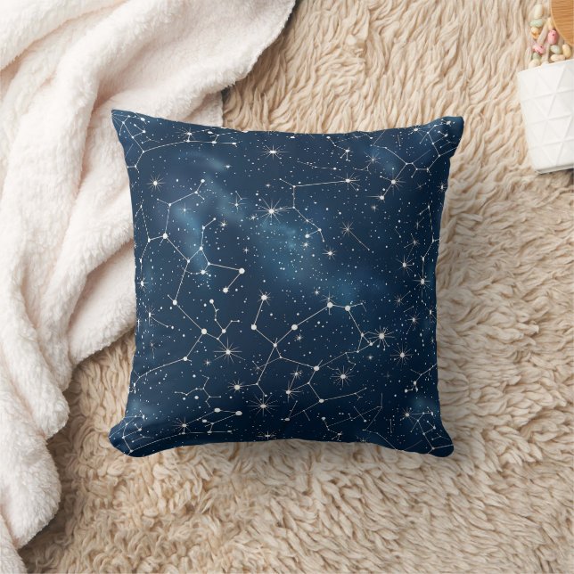 Celestial Constellation - Starry Night (4) Throw Pillow (Blanket)