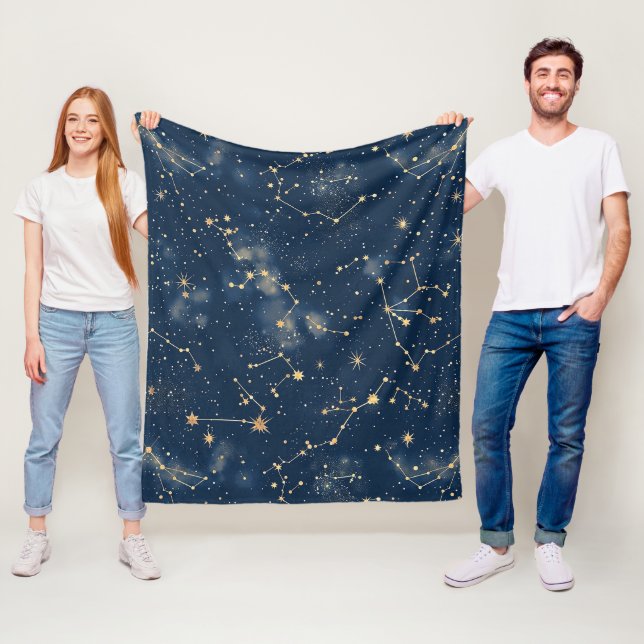Celestial Constellation - Starry Night (5) Fleece Blanket (In Situ)