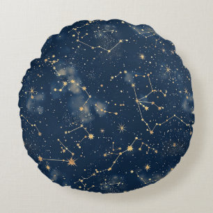 Celestial Constellation - Starry Night (5) Round Pillow