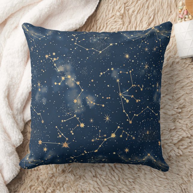 Celestial Constellation - Starry Night (5) Throw Pillow (Blanket)