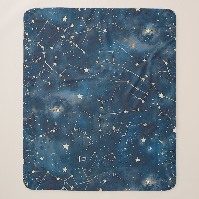 Celestial Constellation - Starry Night (6) Sherpa Blanket (Front)