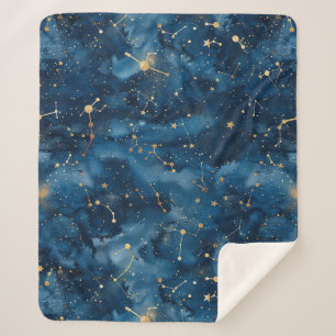 Celestial Constellation - Starry Night (7) Sherpa Blanket