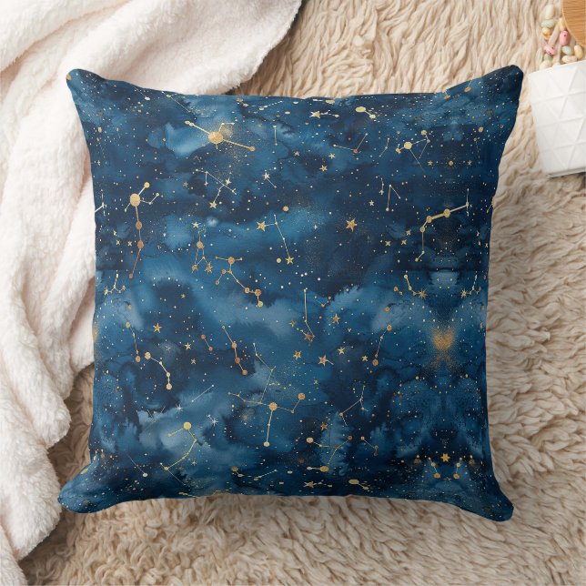 Celestial Constellation - Starry Night (7) Throw Pillow (Blanket)