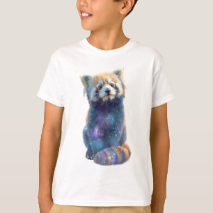 Celestial Cosmic Galaxy Red Panda Kids T-Shirt